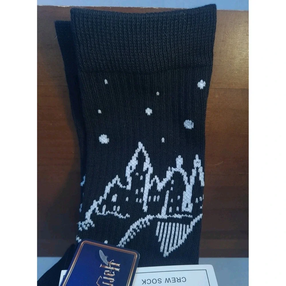 Harry Potter Hogwarts Castle Crew Socks Black Bioworld Adult Size 10-13